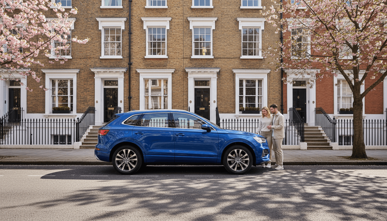 Side view of a family SUV parked on a London street